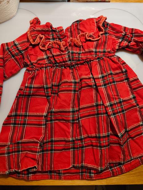 Červené kárované šaty pre dievčatko, 98