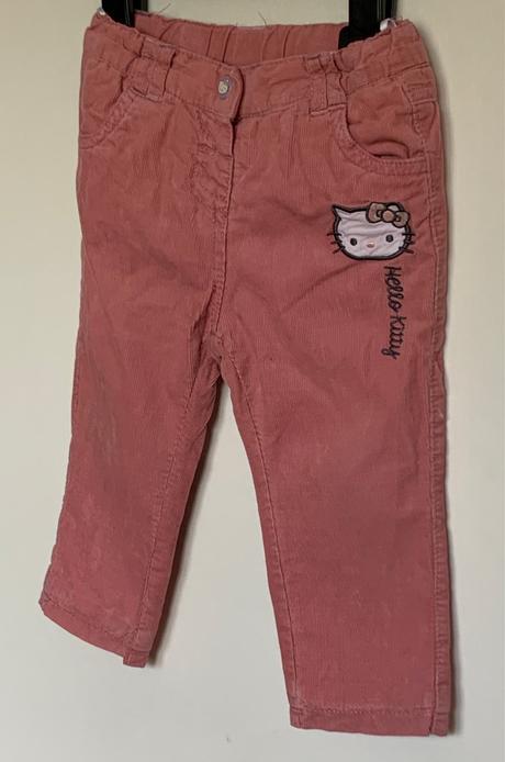 C&a podšité menčestrové nohavice hello kitty, c&a,80