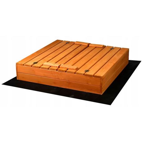 Detské drevené pieskovisko s poklopom a lavičkami,