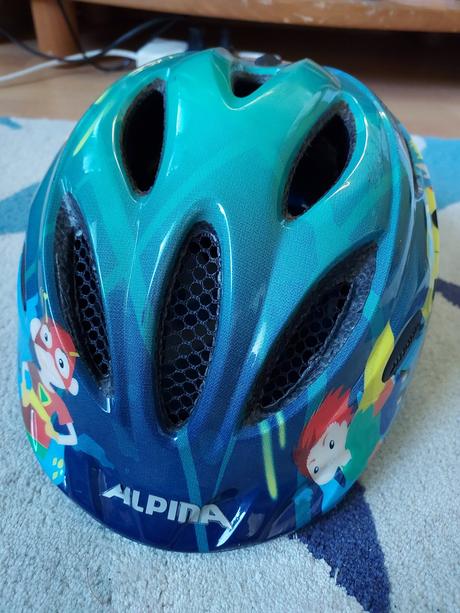 Detska helma alpina - super stav + rukavice, s