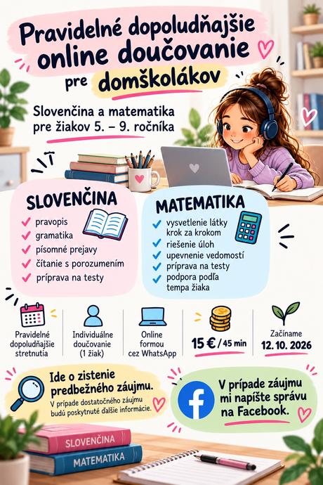 Doučovanie slovenčiny a matematiky online,