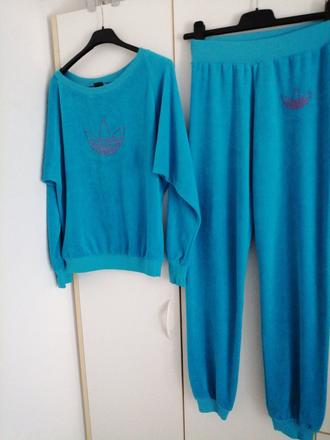 Komplet tyrkysovy adidas, sametovy vel. m, adidas,m