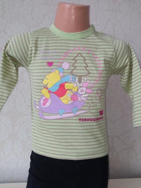 Dievčenské pruhované tričko macko pooh 12-18mes., disney,80
