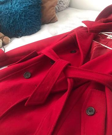 Červený zimný dámsky kabát, house,s