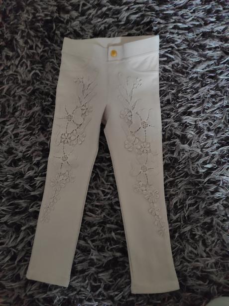Dievčenské pevné legíny s výšivkou, h&m,110