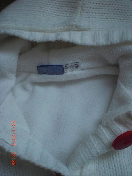 Biely pletený sveter s farebnými gombičkami, lupilu,68