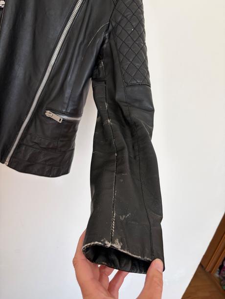 Mango kozena bunda s prava koza ovcia , leather ja, mango,s