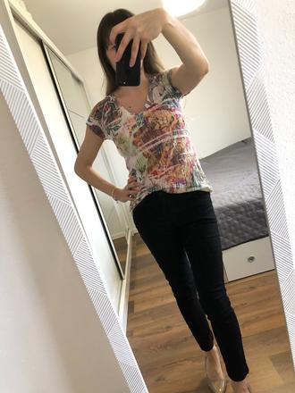 Bavlnené tričko s kvetmi, m