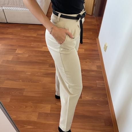 Ľanové nohavice s opaskom, stradivarius,34