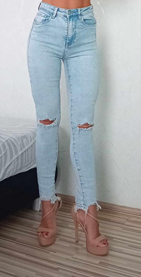 Nové dámske svetlomodré rifle - veľkosť xs, xs