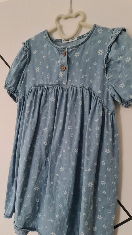 Dievčenské denim šaty s kvietkami, 122, sinsay,122