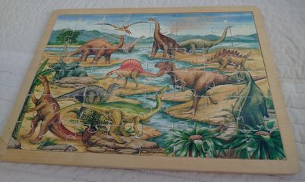 Drevené podlahové puzzle dinosaury,