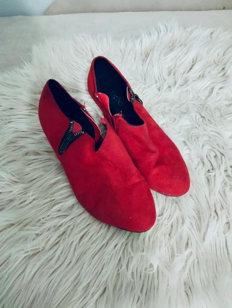 Dámske červené semišové členkové topánky bpc, 36