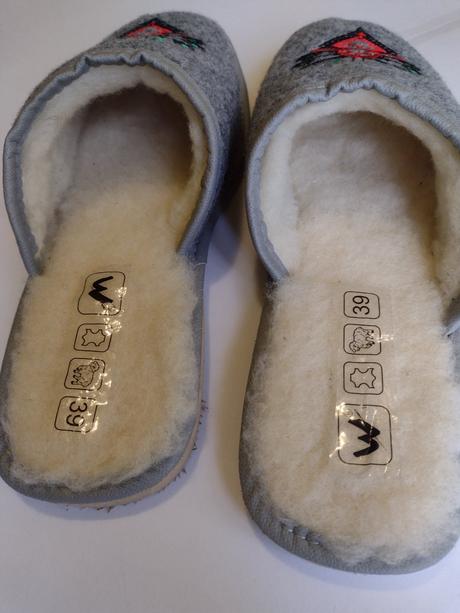 Zateplené papuče ovčou vlnou, 39