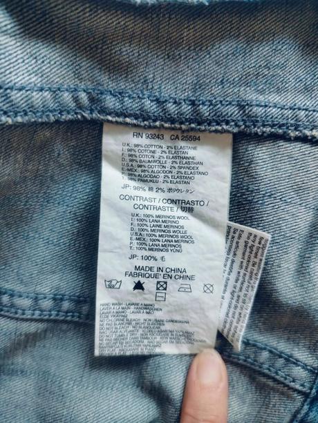 Riflová bundička s merino rukávmi a kapucňou, diesel,128