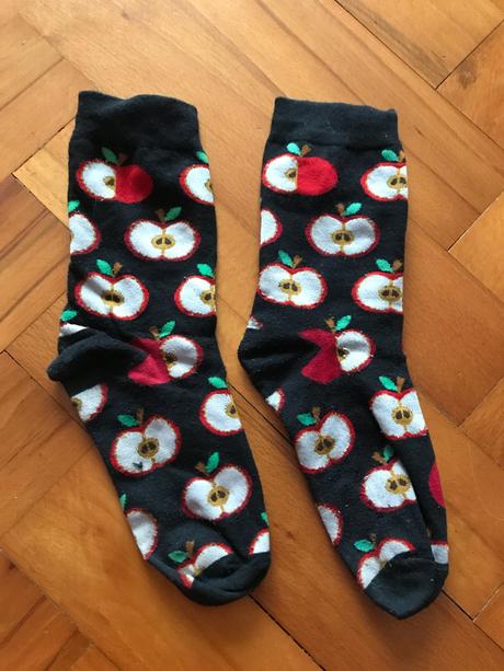 2 páry farebných ponožiek - smajlík, jablko, 38
