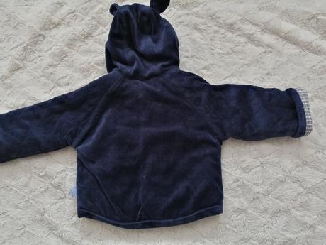 Krásna teplá, semišová bundička s uškami, 68