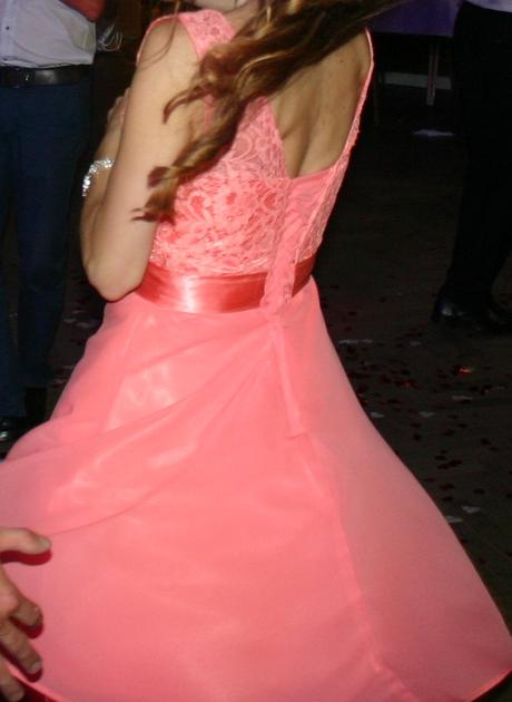 Lososové / korálové šaty, krátke, veľ. č. 34 - 36, 36