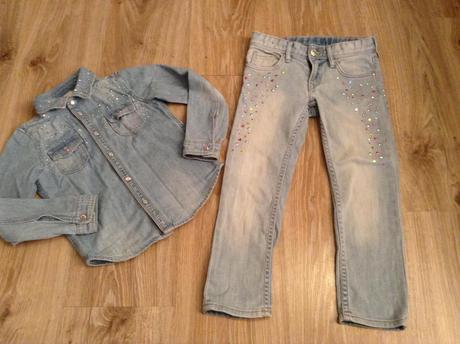 Riflová košela s kamienkami hm 3-4 r, h&m,104