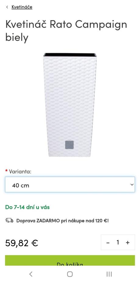 Vysoký kvetináč umelý ratan nádoba ako nový,