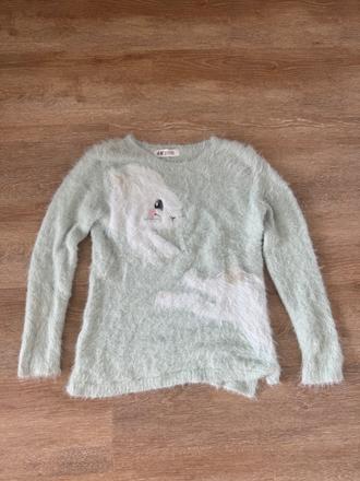 Chlpatý svetrík so zajačikom, h&m,134