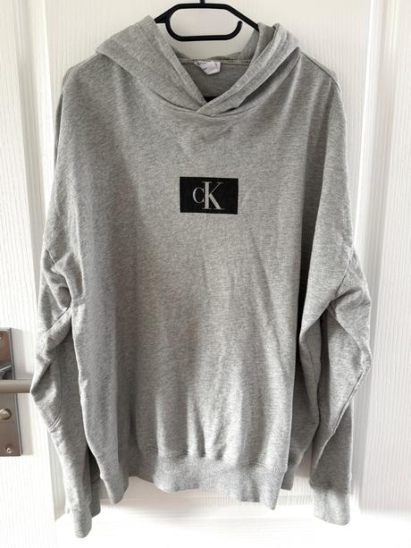 Mikina s kapucňou calvin klein sivá melír, calvin klein,l