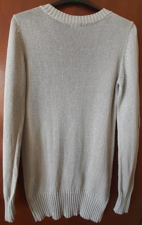 Predĺžený pulóver - pretkávaný striebornou niťou, xl