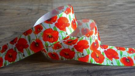 Rypsová stuha 25 mm - divý mak, 