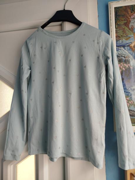 Tričko so srdiečkami 134/140, h&m,134