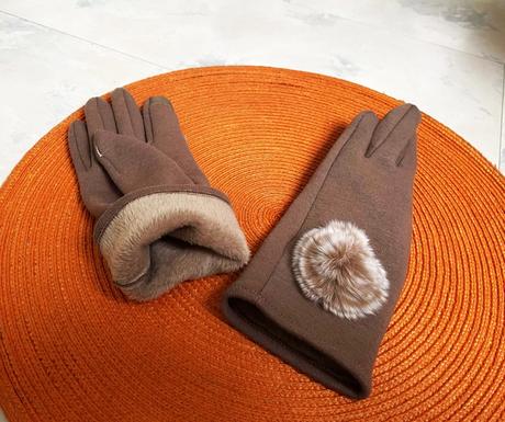 Luxusné zateplené rukavice s kožušinkou, l