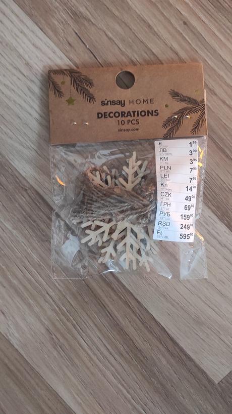 Drevene vianocne ozdoby snehove vlocky, 