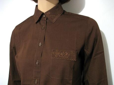 Tmavohnedá vyšívaná blúzka, m