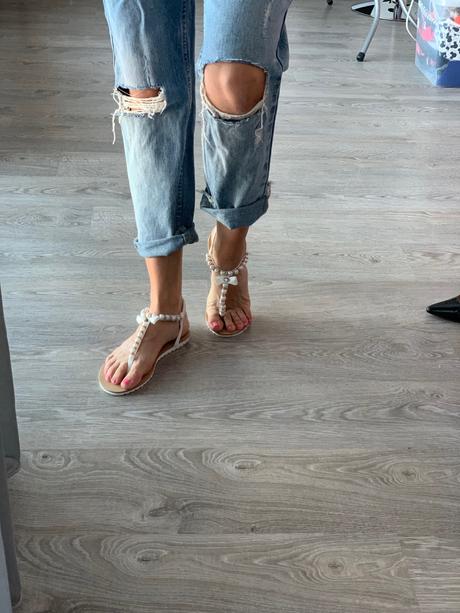 Sandalky sandale s perličkami, 39