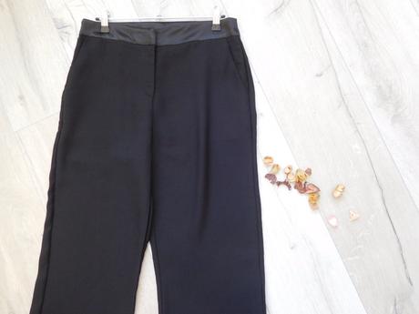 Elegantné nohavice so saténovým pásom, 36v,, 36