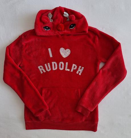 Červená mikina s kapucňou, 158