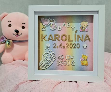 3d rámček s údajmi o narodení dieťatka/dievčatko, 
