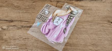 Nažehľovacia nálepka - but first coffe - 19x24 cm, 