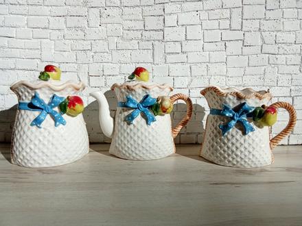 Trojsúprava s motívom ovocia na čaj,