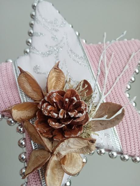 Vianočná hviezda - ružovo strieborná, 