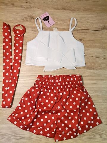 Dievčenský letný set - kraťase+tielko - červený, 98 / 104 / 110