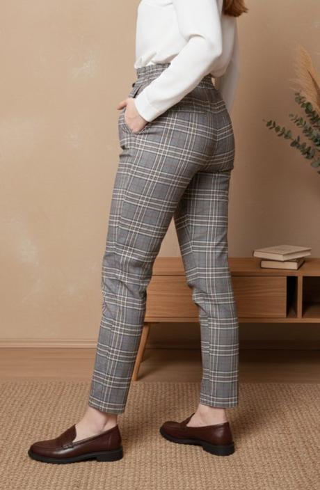 Dámske sivé kárované rovné nohavice f&f, f&f,38