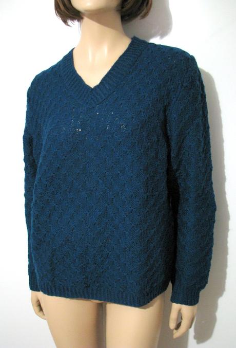 Tmavo-petrolejový štrikovaný pulóver, l
