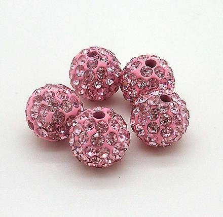 Korálky shamballa - svetlo ružové 10 mm, 