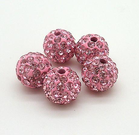 Korálky shamballa - svetlo ružové 10 mm, 