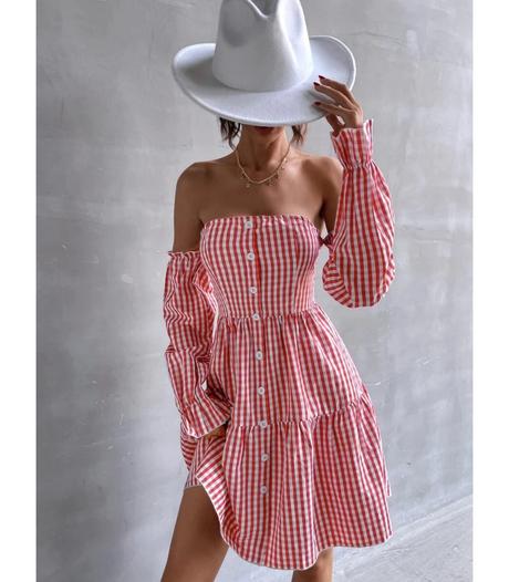 Kockovane saty gingham, xs