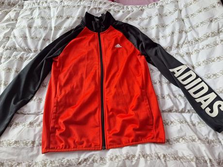 Červeno-cierna mikinka, adidas,164