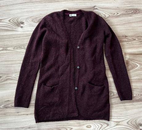 Dlhý svetrík vínovej farby, h&m,164