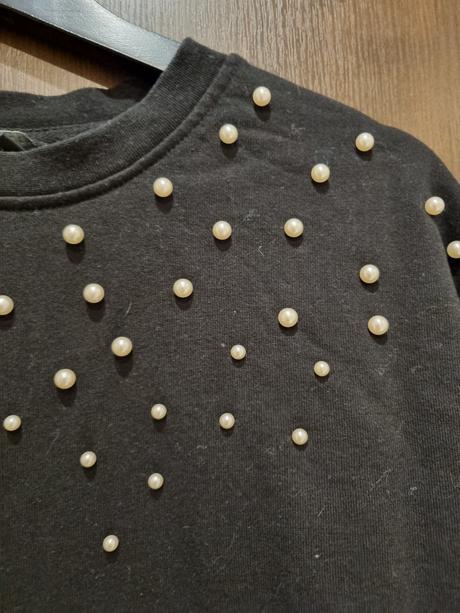 Čierny sveter lindex s perlami, lindex,m