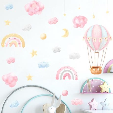 Nálepka na stenu - ružový set,