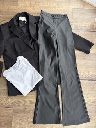 Čierne koženkové nohavice, veľ. xxs, gina,xs